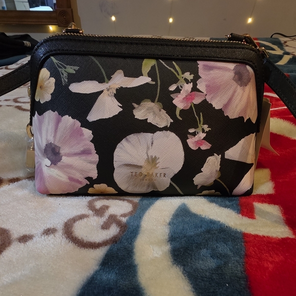 Ted Baker Handbags - Ted Baker Black Floral Crossbody Bag